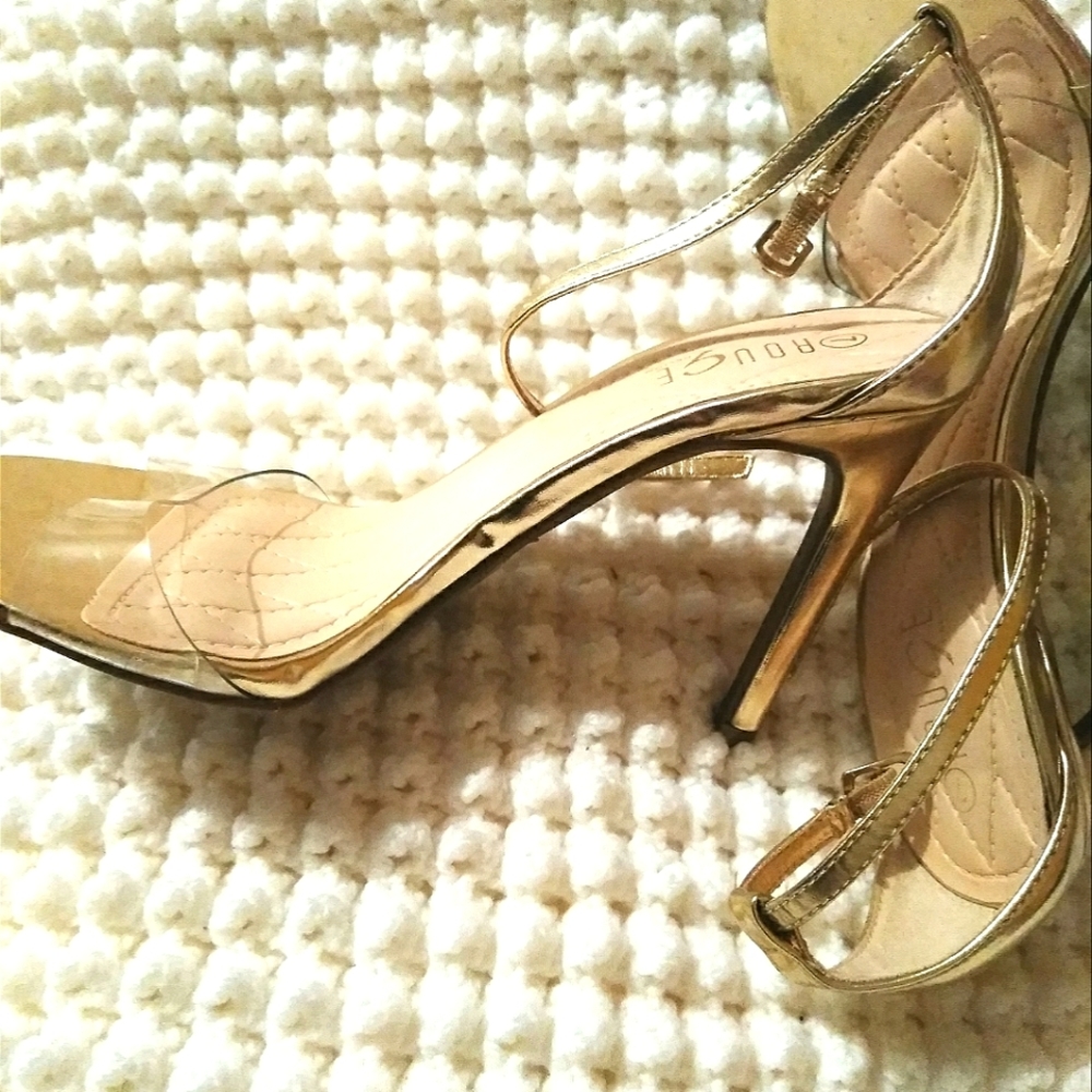 Rouge Helium Clear Gold Heels